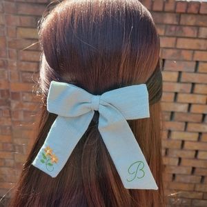 Hair bow Embroidered personalized letter B gift girl woman